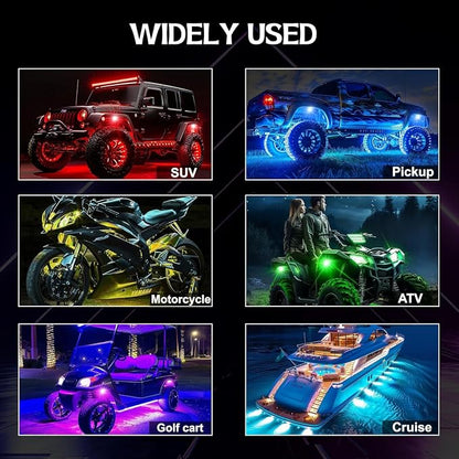 12 Pods RGB LED Rock Lights, Underglow Multicolor Neon Light Kit Wheel Well Light with APP Control & Music Mode, Under Glow Lights for Trucks,Jeep,SUV,Golf Cart,ATV,Pickup Off Road,12 V