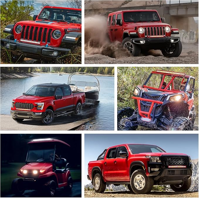 Nilight LED Light Bar 33Inch Triple Row Spot Flood Combo Lights Red Shell with Wiring Harness Kit for Fog Driving Work Lighting on Off-Road Truck SUV ATV UTV
