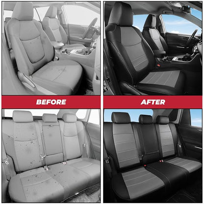 FREESOO RAV4 Seat Covers Full Set Custom Fit for Toyota Rav4(Only Hybrid) 2019 2020 2021 2022 2023 2024 2025 LE/XLE/XLE Premium/Limited, Faux Leather Car Seat Cover, Airbag Compatible, Black Gray
