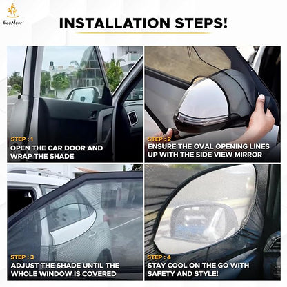 EcoNour Car Front Side Window Sun Shades Compatible for Toyota Tundra | 2Pack Breathable Super Stretchy Mesh Sun Shade | Heat Block UV Protection Car Window Screen Covers | Mosquito Net Curtains