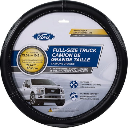 Plasticolor 008567R01 Compatable with Ford Larger-Sized Truck Gray Oval Logo Steering Wheel Cover
