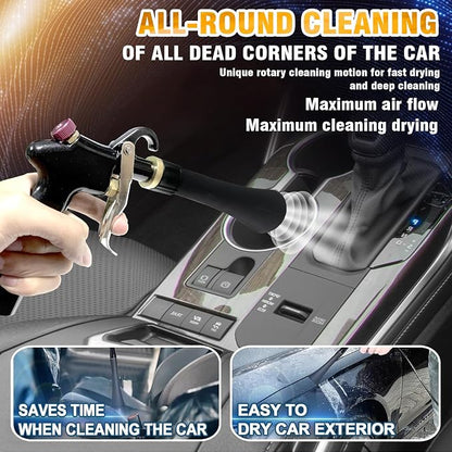 Air Blow Gun Car Interior Cleaning Gun High Pressure Car Detailing Cleaning Tool with Nozzle and Auto Detailing Dusting Brush for Quickly Blasts Dirt and Dust from Surface