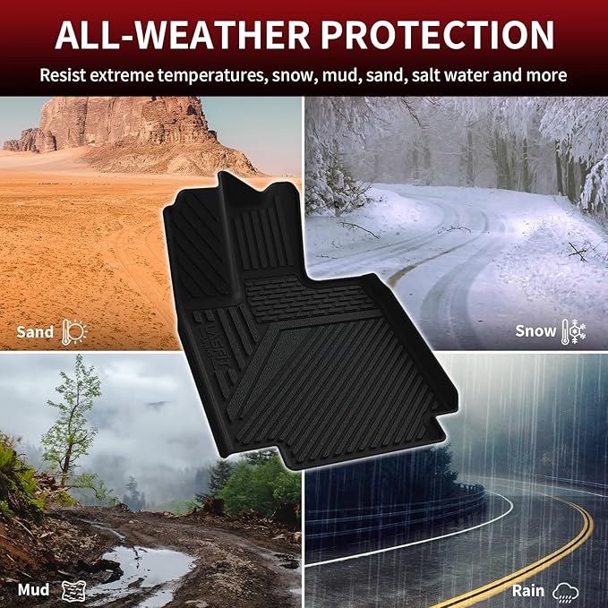 LASFIT Premium Extra Thick Floor Mats for Tesla Cybertruck 2023-2026 All Weather TPE Custom Fit Pickup Interior Accessories Front Rear Car Liner 1st & 2nd Rows Set, Black