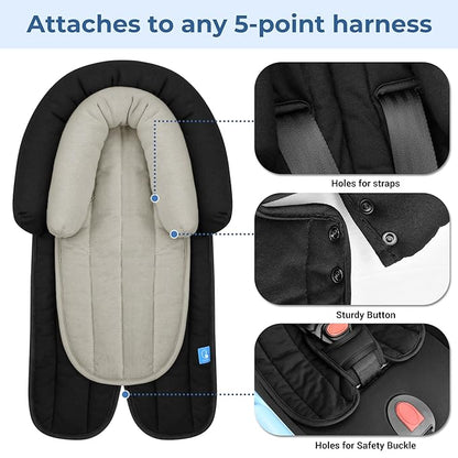 COOLBEBE Upgraded 2-in-1 Babybody Supports for Newborn Infant - Extra Soft Breathable Car Seat Insert Cushion Pad, Perfect for Carseat, Stroller, Swing, Bouncer, Black