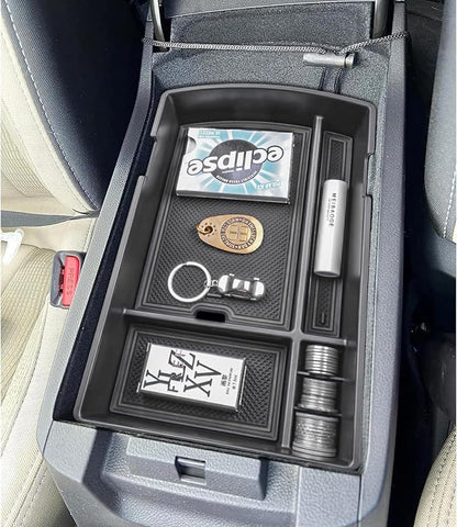HGWEI Center Console Organizer Tray Compatible with Subaru Ascent 2019-2026 Insert Tray Storage Accessories Armrest Box Secondary Storage, ABS Material Interior Storage Box with Coin Holder, Black