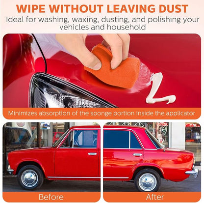 Riakrum 12 Pack Microfiber Applicator Pads Suede Car Detailing Sponge Ceramic Coating Applicator Pads Coating Sponge for Cars Graphene Metal Plastic Trim Ceramic Spray Applying Wax (Orange)