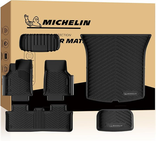 Michelin Vehicle Mat, All-Weather TPE Custom Fit Liner for Tesla Model Y 5 Seat Standard Floor Mats 2025-2027 (6 Piece), Not Fit Premium or Performance, Premier