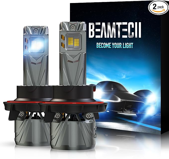 BEAMTECH H13 Bulb, 800% Brighter High Speed Fan 6500K Xenon White H13 Light Bulbs or Fog Lights Pack of 2