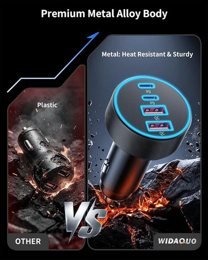 2 Pack USB C Car Charger, 90W 4-Port Cigarette Lighter USB Charger Multiport Type C Super Fast Car Phone Adapter Accessories for iPhone 17 16 15 14 13 12 Pro Max, iPad, Galaxy S26 S25 S24, Android