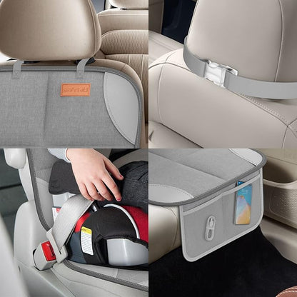 SMART ELF2 Pack Car Seat Protector-600D Fabric Waterproof Carseat Protector with Thicily Padded to Protect Your Car Seats from Child Seats and Pets (Light Grey)