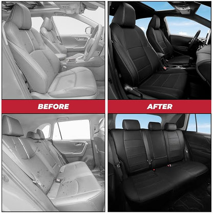 FREESOO RAV4 Seat Covers Full Set Custom Fit for Toyota Rav4 2021-2024 Prime SE,XSE & 2019-2025 Hybrid/PHEV SE,XSE Faux Leather Car Seat Cover, Airbag Compatible, Black