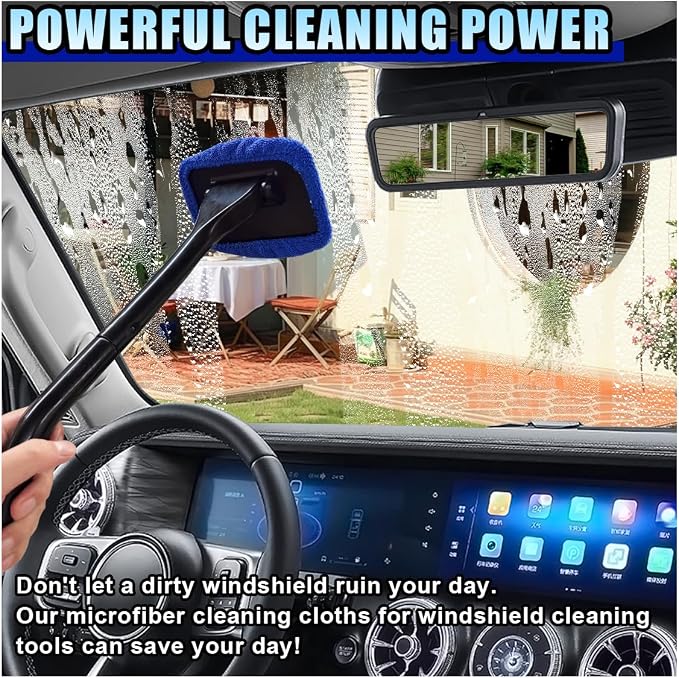 LAINLOY 7 Pack Microfiber Cloths, Replaceable Car Inside Windshield Cleaning Tool Bonnet, Reusable Window Washing Pads Cover Kit, Car Interior Glass Cleaner Towel Fit 5"