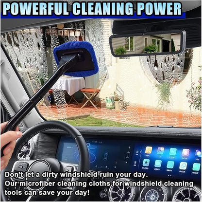 LAINLOY 7 Pack Microfiber Cloths, Replaceable Car Inside Windshield Cleaning Tool Bonnet, Reusable Window Washing Pads Cover Kit, Car Interior Glass Cleaner Towel Fit 5"