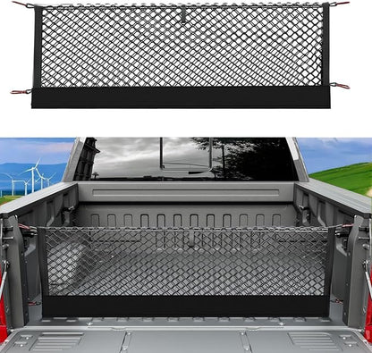 Envelope Style Cargo Net Compatible with 2013-2025 2026 Chevy Silverado & GMC Sierra 1500/2500HD/3500HD Accessories Highly Elastic Truck Bed Cargo Net with Storage Bag- Upgraded 5mm Bungee