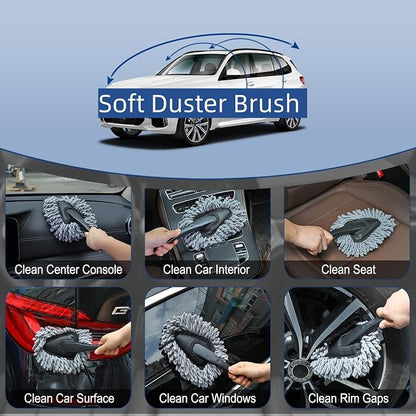 Fitosy Car Interior Duster Detail Brush Cleaning Gel Kit, Soft Dash Vent Dusting Slime Putty Detailing Brushes Accessories Essentials Supplies Tools for Auto,Truck,SUV,RV
