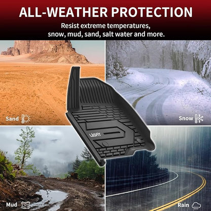LASFIT Front Floor Mats 2019-2026 for Chevrolet Silverado/GMC Sierra 1500, Crew Cab/Double Cab, 2020-2026 Chevy Silverado/GMC Sierra 2500HD 3500HD, All Weather TPE Floor Liners, 1st Row Only