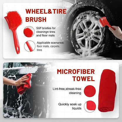10Pcs Interior Detailing Brush Set, Car Vent & Dashboard Cleaner Kit with Microfiber Towel, Storage Bag (10PCS)