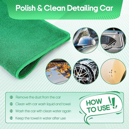 2PCS Clay Towel Auto Detailing, Clay Bar Towel Cloth Auto Detailing for Car (12 x 12 in) (Green)