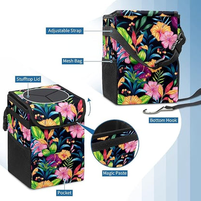Car Trash Can – Multi-Purpose, Lightweight and Portable with Durable Water-Resistant Coating, No Installation Required, Practical and Ample Capacity, Variety of Colors.Rose Flower