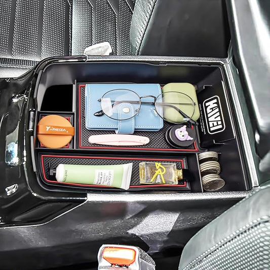 HGWEI Center Console Organizer Compatible with Kia Telluride 2020 2021 2022 2023 2024 2025 2026 Interior Accessories Insert Tray Coin Holder Armrest Secondary Storage Box, Red