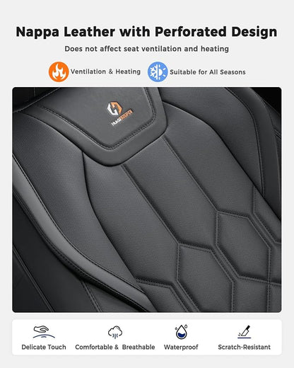 Huidasource Front Seat Covers, Universal Fit for Most Cars SUV Trucks, Full Coverage Leather Seat Cover, Airbag Compatble, Seat Function Retain, Storage Pocket Design, Easy to Install, Black