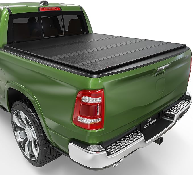 YITAMOTOR Quad Fold Hard Truck Tonneau Cover Fits for Dodge Ram 1500 New Body Style 2019 2020 2021 2022 2023 2024 2025 2026 with 5.7ft Bed w/o Rambox, Heavy-Duty Aluminum Alloy Bed Cover