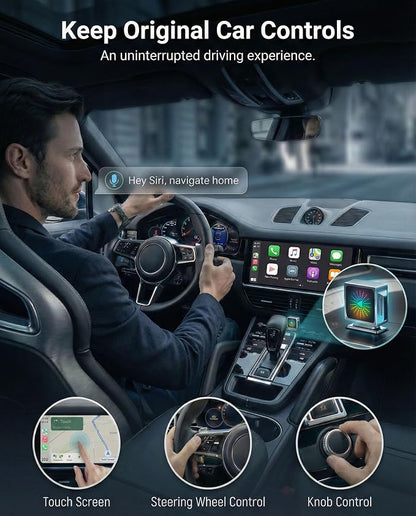 Wireless CarPlay Adapter & Wireless Android Auto Adapter 2-in-1, Requires Factory Wired CarPlay/Android Auto, WiFi 6, Mini Grey Metal Dongle, USB-A Plug & Play, iOS 10+ / Android 11+