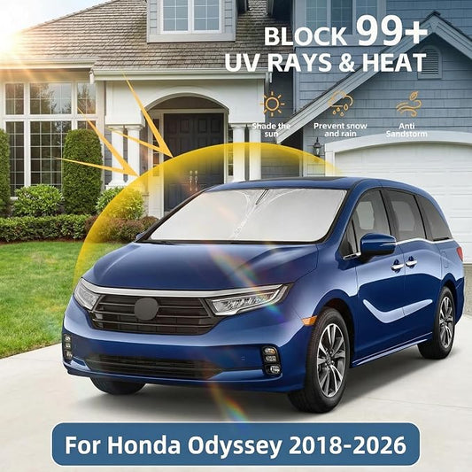 for 2018-2024 2025 2026 Honda Odyssey Windshield Sun Shade Front Window Shade Custom Fit Odyssey Accessories Sun Visor Foldable Shade Blocks UV Rays Summer Must Have Car Accessories