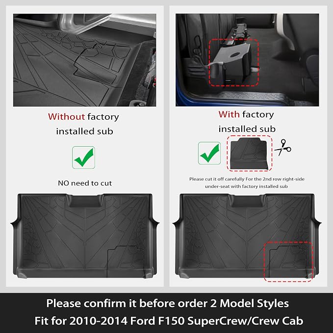KARPAL Floor Mats for 2010-2014 Ford F150 SuperCrew with 1st Row Bucket Seat, Custom Fit TPE All Weather Ford F-150 Accessories 1st & 2nd Row Floor Liner