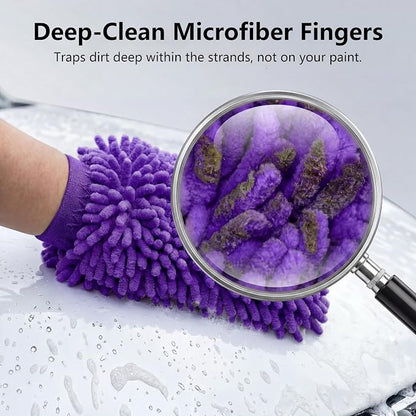 Car Wash Mitt,Detailing Ultra-Soft Chenille Microfiber Auto Gloves,Scratch-Free&Lint-Free,Safe for Trucks,SUVs, RVs&More