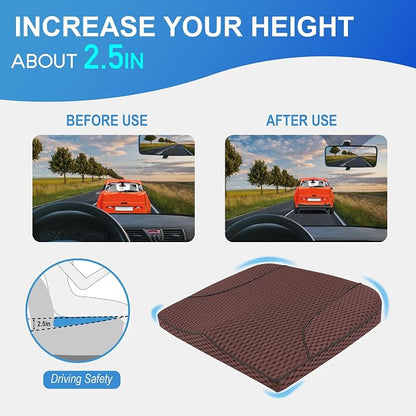 Lofty Aim Car Seat Cushion, Comfortable Memory Foam Seat Pillow for Driving, Sciatica-Back Pain Relief, Cushion for Car-Truck, Office, Wheelchair - Mesh Brown