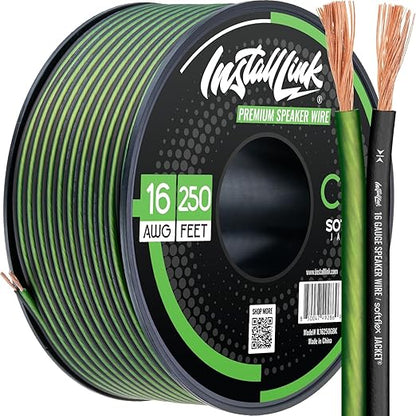 Install Link 16 AWG Gauge Speaker Wire Cable (250 Feet) Stereo, Car or Home Theater, CCA
