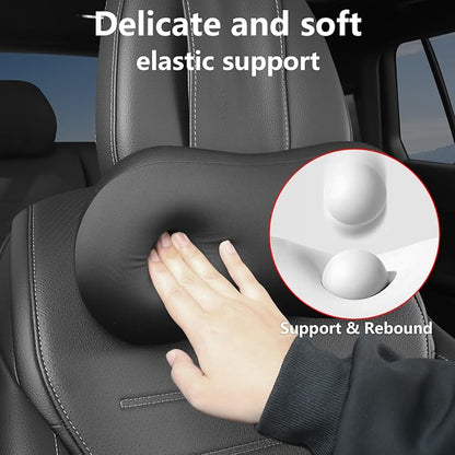 Car Headrest Pillow for Neck Support Memory Foam Car Neck Pillow Universal Fit Head Rest Travel Pillow Car Pillow for Pain Relief While Driving Black 2pc