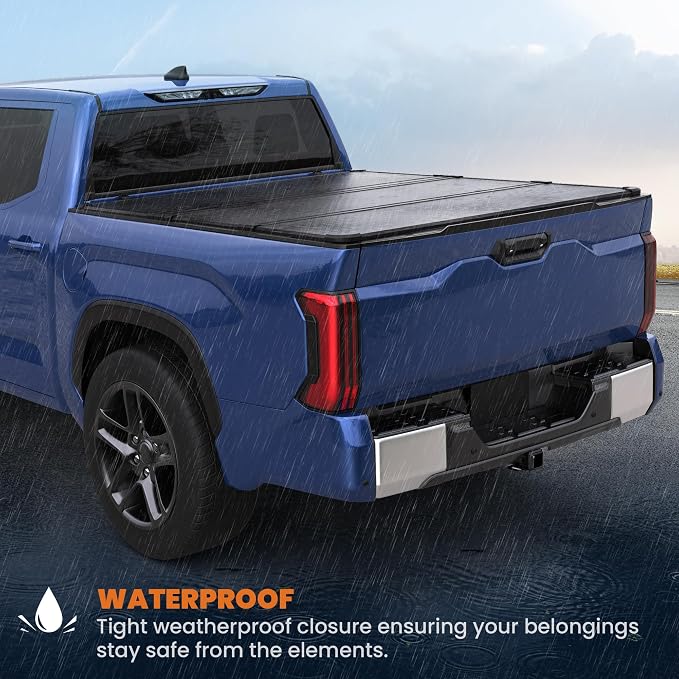 6.5FT Tri-Fold Hard Truck Bed Tonneau Cover Compatible with 2007-13 Tundra | Toyota Tundra Styleside Solid Truck Bed On Top Aluminum Bed, Tonneau Cover with T Slot Rails(78in)