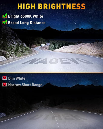 NAOEVO 7 Inch LED Light Bar, 720W 72,000LM Offroad Fog/Driving Lights LED Tractor Lights with Spot Flood Combo Beam, Waterproof LED Work Lights for Truck Boat ATV UTV, 6 Pcs (White)