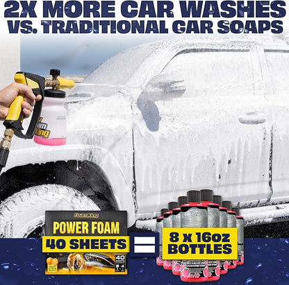 Foam King Car Wash Soap Strip (40ct = 20 Car Washes) - Concentrated Car Cleaning Soap Sheet, No Plastic Bottle - For Foam Cannons Guns, Bucket Wash. Safe for Cars, Trucks, Motorbikes - Citrus Scent