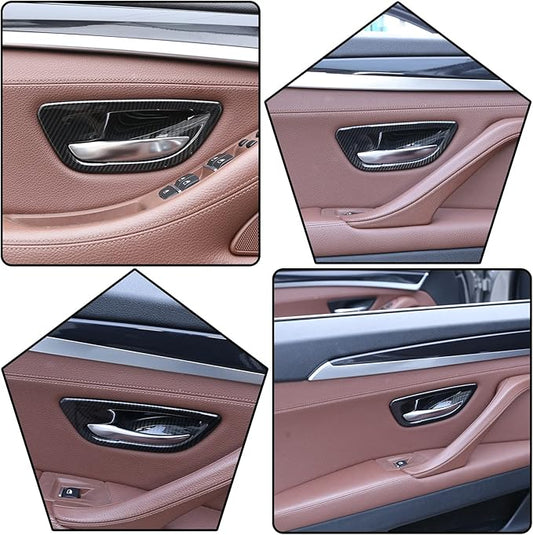for BMW 5 Series F10 520 528 525 2011-2017 Carbon Fiber Style Car Interior Door Handle Bowl Cover Trim