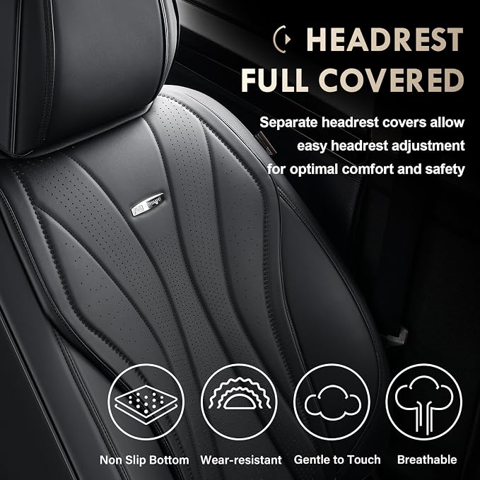 Coverado Front Seat Covers, 2 Pack Leather Seat Cover for Cars, Waterproof Seat Covers, Front Seat Car Seat Protectors, Driver Car Seat Cushions Universal Fit for Most Vehicles, Black