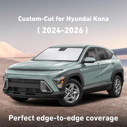EcoNour Windshield Sunshade Compatible for Hyundai Kona 2024 2025 2026, Sun Visor for Front Windshield & Window Sun Shade Cover, UV Heat Blocker & Protector, Car Accessories