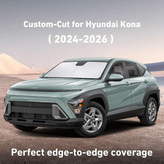 EcoNour Windshield Sunshade Compatible for Hyundai Kona 2024 2025 2026, Sun Visor for Front Windshield & Window Sun Shade Cover, UV Heat Blocker & Protector, Car Accessories
