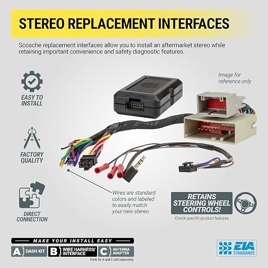 Scosche Link+ LAI10 Factory Stereo Replacement Interface Steering Wheel Control Adapter Compatible with Select 2004-15 Audi Vehicles - Car Radio Wiring Harness - Retains Bose Amp with Optional Module
