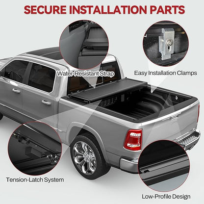 YITAMOTOR Low-Profile Hard Tri-Fold Truck Bed Tonneau Cover Compatible with Ram 1500 New Body Style 2019-2026 with 5.7 ft Bed Without Rambox