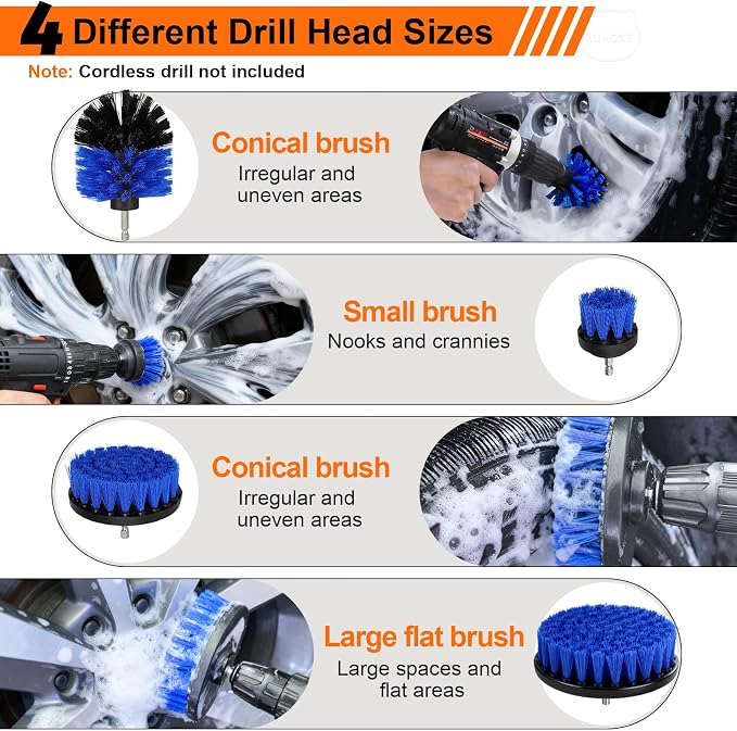 41Pcs Professional Car Detailing Kit, Car Wash Kit with Portable Handbag, Wet and Dry Use Car Cleaning Kit, Durable Drill Brush, Apply to Interior, Exterior, Wheels, Trucks, Motorcycles
