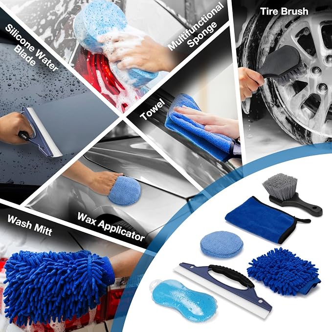SHALL 28Pcs Car Detailing Kit, Car Detailing Brush Set, Car Wash Cleaning Kit, Professional are Kit Car Care Kit for Interior Exterior Wheels