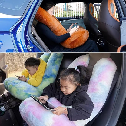 FHSGGP Travel Pillow Car Travel Sleep Support Pillow | 2-in-1 Lap Pillow and Car Pillow With Neck and Body Support for Adults and Kids on Long Trips Kids Travel Pillow Black