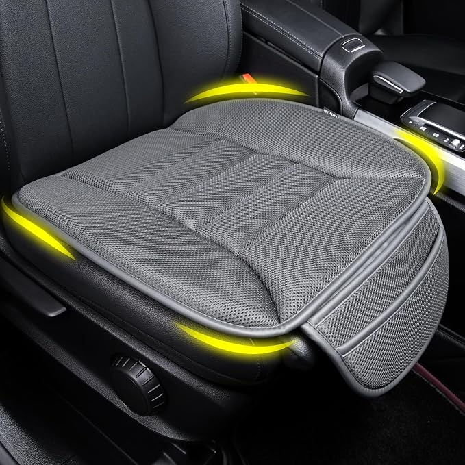 Lofty Aim Car Seat Cushion, Driver Cushion with Comfort Memory Foam & Non-Slip Rubber Bottom, Car Seat Pad Works with 95% of Vehicles and Office Chair or Home - 4D Dark Grey