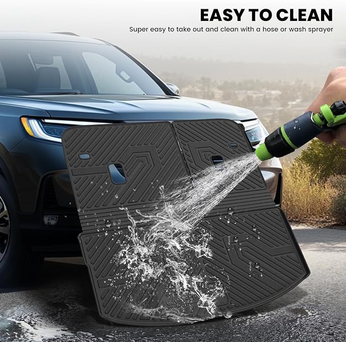 LASFIT Cargo Mat with Backrest Mat for Mazda CX90 / CX90 PHEV 2024 2025 2026 (Only Fit 3rd Row 60/40 Split-bench Seats 3-Seats) TPE Custom Fit All Weather Trunk Liner Waterproof Cargo Tray Accessories