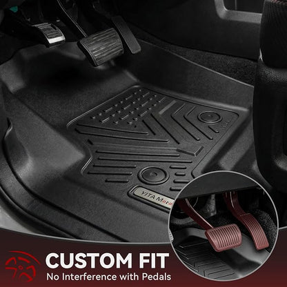 YITAMOTOR Floor Mats Compatible with 2014-2018 Chevy Silverado Double Cab 1500 / GMC Sierra 1500 Double Cab, 2015-2019 2500 HD/3500 HD, Custom Fit All Weather Floor Liners Accessories , 1st & 2nd Row