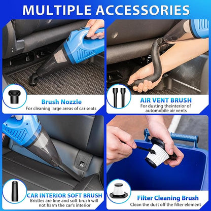 THINKWORK Car Cleaning Kit Car Detailing Kit,Car Cleaning Kit Interior Cleaner with High Power Blue Handheld Vacuum Cleaner,Brush Sets,Windshield Cleaner and Storage Bag,Car Accessories,Car Gift Set