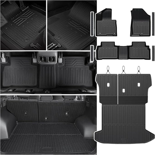 Floor Mats Set for Hyundai Tucson 2022-2025 2026 Gasoline Version (Not fit Hybrid), All Weather TPE Cargo Liner Backrest Mat Trunk Mat Door Sill Guards Accessories